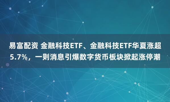 易富配资 金融科技ETF、金融科技ETF华夏涨超5.7%，一则消息引爆数字货币板块掀起涨停潮